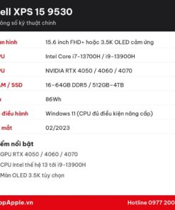 Thông số kỹ thuật Dell XPS 15 9530