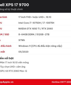 Thông số kỹ thuật Dell XPS 17 9700