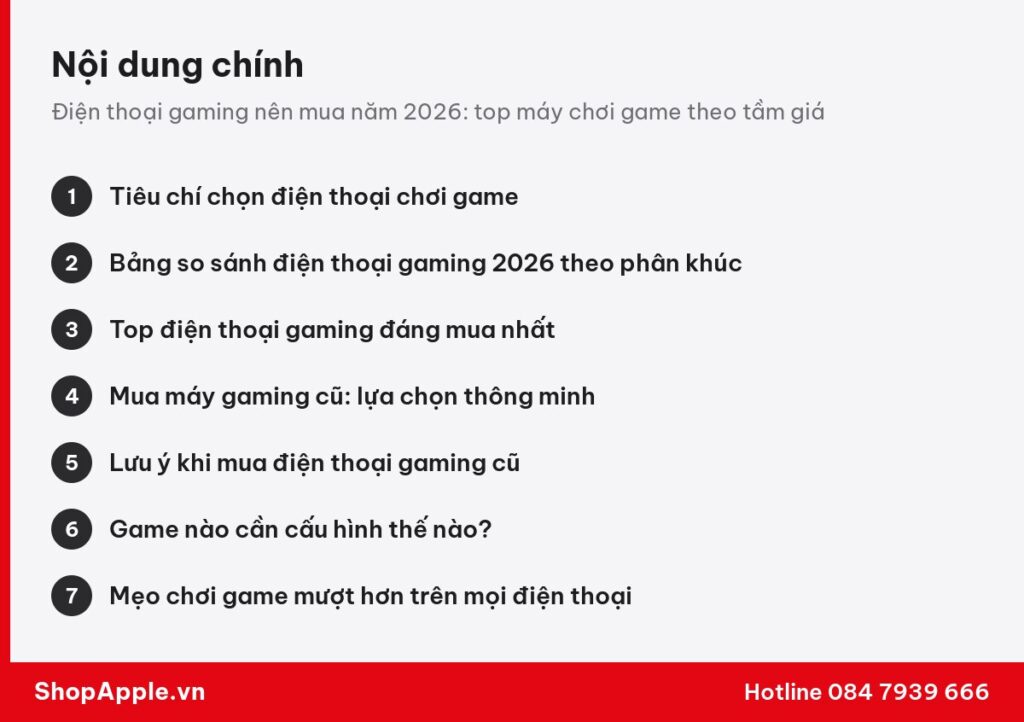 Tóm tắt nội dung: Điện thoại gaming nên mua năm 2026: top máy chơi game theo tầm giá