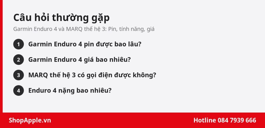 Câu hỏi thường gặp về Garmin Enduro 4