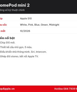 Thông số kỹ thuật HomePod mini 2