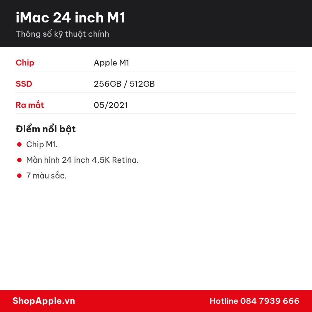 Thông số kỹ thuật iMac 24 inch M1