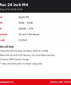 Thông số kỹ thuật iMac 24 inch M4