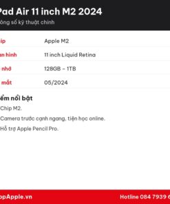 Thông số kỹ thuật iPad Air 11 inch M2 2024