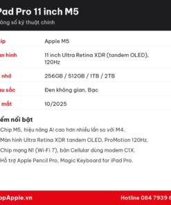 Thông số kỹ thuật iPad Pro 11 inch M5