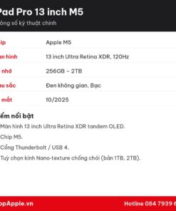 Thông số kỹ thuật iPad Pro 13 inch M5