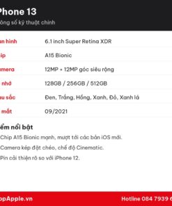 Thông số kỹ thuật iPhone 13