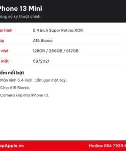 Thông số kỹ thuật iPhone 13 Mini