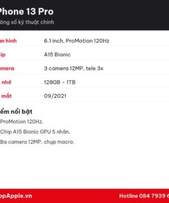 Thông số kỹ thuật iPhone 13 Pro