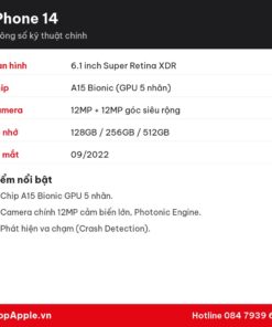 Thông số kỹ thuật iPhone 14