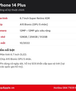 Thông số kỹ thuật iPhone 14 Plus