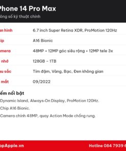 Thông số kỹ thuật iPhone 14 Pro Max