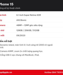 Thông số kỹ thuật iPhone 15