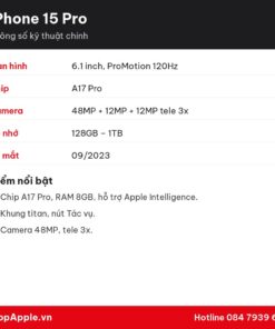 Thông số kỹ thuật iPhone 15 Pro