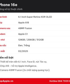 Thông số kỹ thuật iPhone 16e