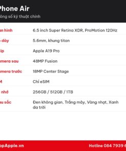 Thông số kỹ thuật iPhone Air