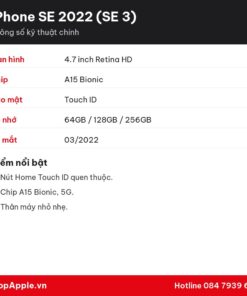 Thông số kỹ thuật iPhone SE 2022 (SE 3)