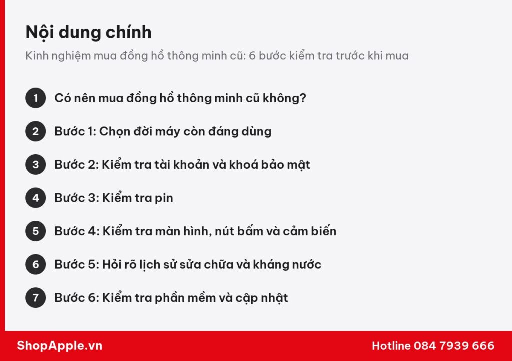 Tóm tắt nội dung: Kinh nghiệm mua đồng hồ thông minh cũ: 6 bước kiểm tra trước khi mua