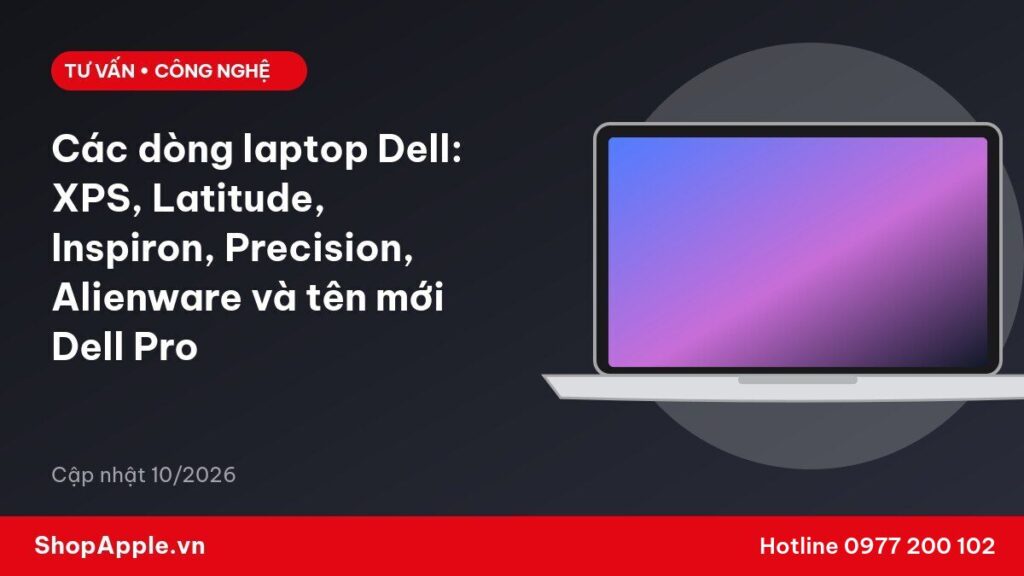 Các dòng laptop Dell: XPS, Latitude, Inspiron, Precision, Alienware và tên mới Dell Pro