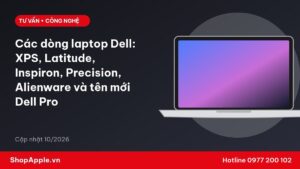 Các dòng laptop Dell: XPS, Latitude, Inspiron, Precision, Alienware và tên mới Dell Pro