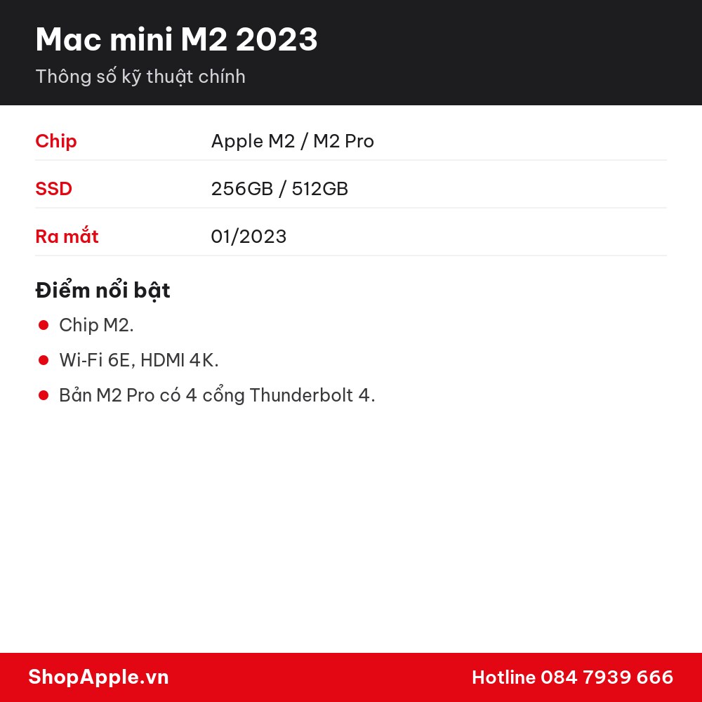 Thông số kỹ thuật Mac mini M2 2023