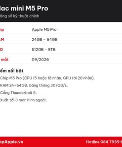 Thông số kỹ thuật Mac mini M5 Pro