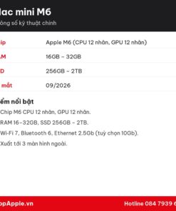 Thông số kỹ thuật Mac mini M6