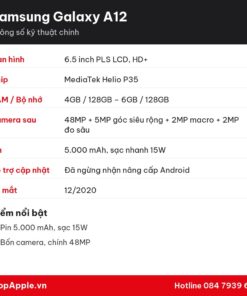 Thông số kỹ thuật Samsung Galaxy A12