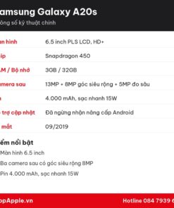 Thông số kỹ thuật Samsung Galaxy A20s