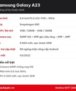 Thông số kỹ thuật Samsung Galaxy A23
