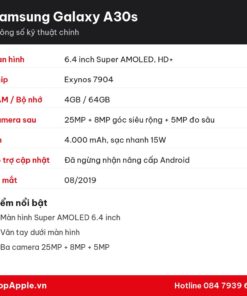 Thông số kỹ thuật Samsung Galaxy A30s