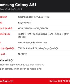 Thông số kỹ thuật Samsung Galaxy A51