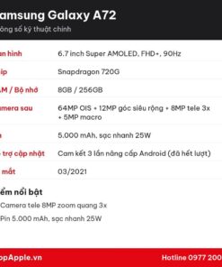 Thông số kỹ thuật Samsung Galaxy A72