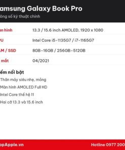 Thông số kỹ thuật Samsung Galaxy Book Pro