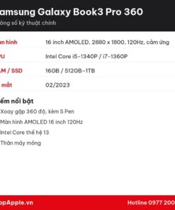 Thông số kỹ thuật Samsung Galaxy Book3 Pro 360
