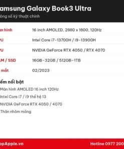 Thông số kỹ thuật Samsung Galaxy Book3 Ultra