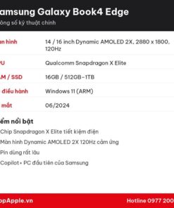 Thông số kỹ thuật Samsung Galaxy Book4 Edge