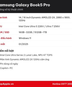 Thông số kỹ thuật Samsung Galaxy Book5 Pro