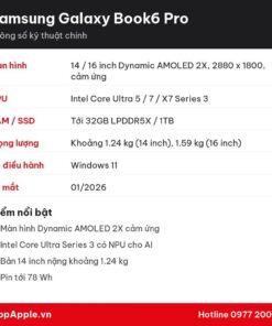 Thông số kỹ thuật Samsung Galaxy Book6 Pro