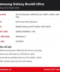 Thông số kỹ thuật Samsung Galaxy Book6 Ultra