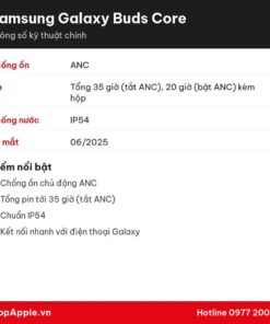 Thông số kỹ thuật Samsung Galaxy Buds Core
