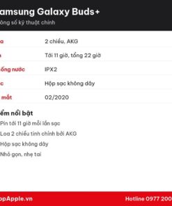 Thông số kỹ thuật Samsung Galaxy Buds+
