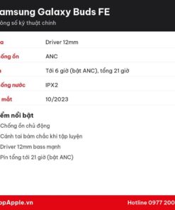 Thông số kỹ thuật Samsung Galaxy Buds FE