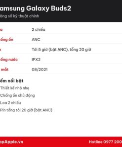 Thông số kỹ thuật Samsung Galaxy Buds2