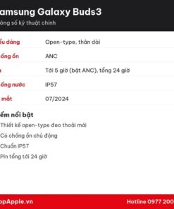 Thông số kỹ thuật Samsung Galaxy Buds3
