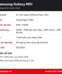 Thông số kỹ thuật Samsung Galaxy M51