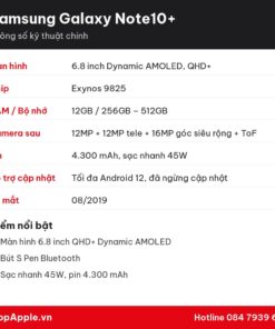 Thông số kỹ thuật Samsung Galaxy Note10+