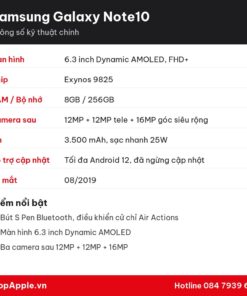 Thông số kỹ thuật Samsung Galaxy Note10