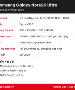 Thông số kỹ thuật Samsung Galaxy Note20 Ultra