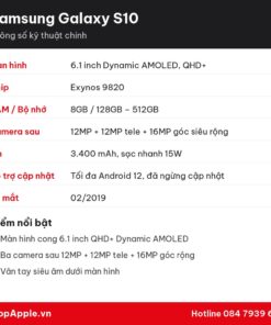 Thông số kỹ thuật Samsung Galaxy S10